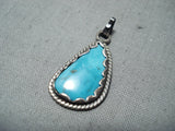 Beautiful Vintage Native American Navajo Kingman Turquoise Sterling Silver Pendant-Nativo Arts