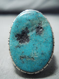 Incredible Vintage Native American Navajo Kingman Turquoise Sterling Silver Ring-Nativo Arts