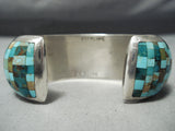 One Of The Best Vintage Native American Navajo Checkerboard Inlay Sterling Silver Bracelet-Nativo Arts