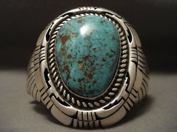 148 Gram Heavy Old Ivanhoe Turquoise Native American Jewelry Silver Bracelet-Nativo Arts