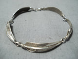 One Of A Kind Navajo Sterling Silver Feather Bracelet Native American-Nativo Arts