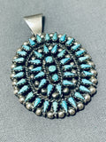 Phenomenal Vintage Native American Zuni Blue Gem Turquoise Cluster Sterling Silver Pendant-Nativo Arts