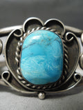 Superlative Vintage Native American Navajo Blue Diamond Turquoise Sterling Silver Bracelet Old-Nativo Arts