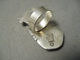 Detailed!! Native American Navajo Kachina Sterling Silver Blue Turquoise Ring-Nativo Arts