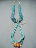 Outstanding Vintage Native American Navajo Old Kingman Turquoise Necklace With Jacla-Nativo Arts