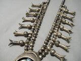 Last Chance Turquoise Vintage Native American Navajo Sterling Silver Squash Blossom Necklace-Nativo Arts