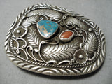 Important Vintage Native American Navajo Gary Reeves Sterling Silver Turquoise Buckle Old-Nativo Arts