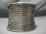 Native American Huge Hand Tooled Vintage Sterling Silver Heavy Tribal Intricate Bracelet-Nativo Arts