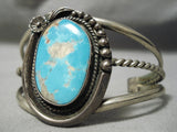 For Larger Wrist Vintage Native American Navajo #8 Turquoise Sterling Silver Bracelet Old-Nativo Arts