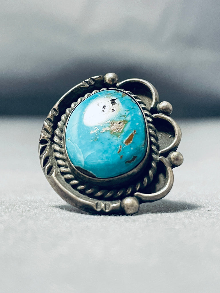 アクセサリー Native American Turquoise Sterling Ring Wonderful Vintage Native American Navajo #8 Turquoise Mine