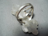 Towering Vintage Native American Navajo Sleeping Beauty Turquoise Sterling Silver Ring-Nativo Arts