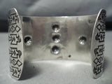 Early Vintage Native American Navajo Repoussed Sterling Silver Wide Bracelet-Nativo Arts