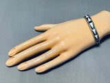 Beautiful Vintage Native American Zuni Opal Sterling Silver Bracelet Signed Joe Zunie-Nativo Arts