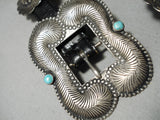 Native American Early Highly Detailed Sterling Silver Turquoise Concho Belt Old-Nativo Arts