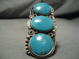 Native American Important Ben Begaye Huge Circle Turquoise Sterling Silver Ring-Nativo Arts