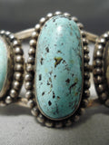 Opulent Vintage Native American Navajo Carico Lake Turquoise Sterling Silver Bracelet-Nativo Arts