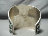 Massive Vintage Native American Navajo Turquoise Inlay Sterling Silver Bracelet-Nativo Arts