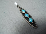 Impressive Vintage Native American Navajo Kingman Turquoise Sterling Silver Pendant-Nativo Arts