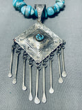 One Of The Most Unique Yazzie Native American Navajo Turquoise Sterling Silver Necklace-Nativo Arts