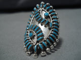 Museum Quality Vintage Native American Zuni Turquoise Sterling Silver Ring Old-Nativo Arts