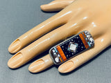 One Of The Most Intricate Ever Native American Navajo Turquoise Agate Sterling Silver Ring-Nativo Arts