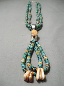 Native American Important Santod Omingo Royston Turquoise Sterling Silver Dan Coriz Necklace-Nativo Arts