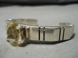 Huge Rare Vintage Native American Navajo Citrine Sterling Silver Bracelet-Nativo Arts