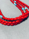 Incredible Singer Native American Navajo Sterling Silver Turquoise Coral Necklace-Nativo Arts