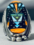 One Of The Biggest And Most Intricate Native American Navajo Turquoise Sterling Silver Ring-Nativo Arts