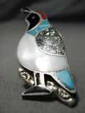 One Of The Best Vintage Native American Zuni Turquoise Sterling Silver Quail Ring Old-Nativo Arts