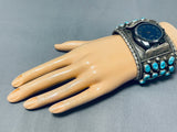 174 Grams Heavy Mens Vintage Native American Navajo Turquoise Sterling Silver Bracelet-Nativo Arts
