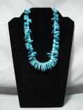 Vibrant Navajo Turquoise Teardrop Sterling Silver Necklace Native American-Nativo Arts