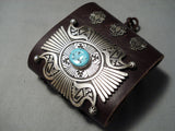 Sensational Vintage Native American Navajo Sleeping Beauty Turquoise Sterling Silver Bowguard Old-Nativo Arts