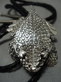 Important Benny Yazzie Toad Sterling Silver Native American Toad Bolo Tie-Nativo Arts