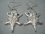 Ange Miller Navajo Sterling Silver Horny Toad Earrings Native American-Nativo Arts