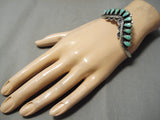 Waving Tears Of Turquoise Green Sterling Silver Native American Navajo Bracelet Old-Nativo Arts