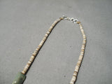 Native American Amazing Vintage Santo Domingo Green Turquoise Sterling Silver Necklace-Nativo Arts