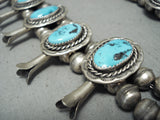 Women's Vintage Native American Navajo Turquoise Sterling Silver Squash Blossom Necklace-Nativo Arts