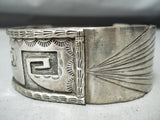 Detailed Intricate Vintage Native American Navajo Sterling Silver Geomtric Bracelet-Nativo Arts