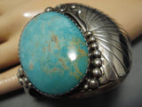 Vintage Native American Navajo Bracelet- Huge Royston Turquoise Sterling Silver Old-Nativo Arts