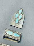 Early Vintage Native American Zuni Dishta Turquoise Sterling Silver Ranger Buckle Set-Nativo Arts