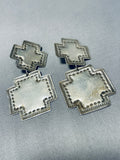 Marvelous Vintage Native American Navajo Sterling Silver Cross Clip Earrings-Nativo Arts