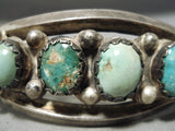 Very Early Vintage Native American Navajo Cerrillos Turquoise Sterling Silver Bracelet Old-Nativo Arts