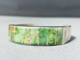 Spectacular Vintage Signed Native American Zuni Damale Inlay Sterling Silver Bracelet-Nativo Arts