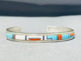 Important Vintage Native American Navajo Turquoise Sterling Silver Bracelet Signed-Nativo Arts