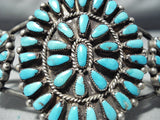 Dynamite Vintage Native American Navajo Blue Gem Turquoise Cluster Sterling Silver Bracelet-Nativo Arts