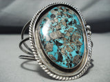 Huge Old Morenci Turquoise Vintage Native American Navajo Sterling Silver Bracelet-Nativo Arts