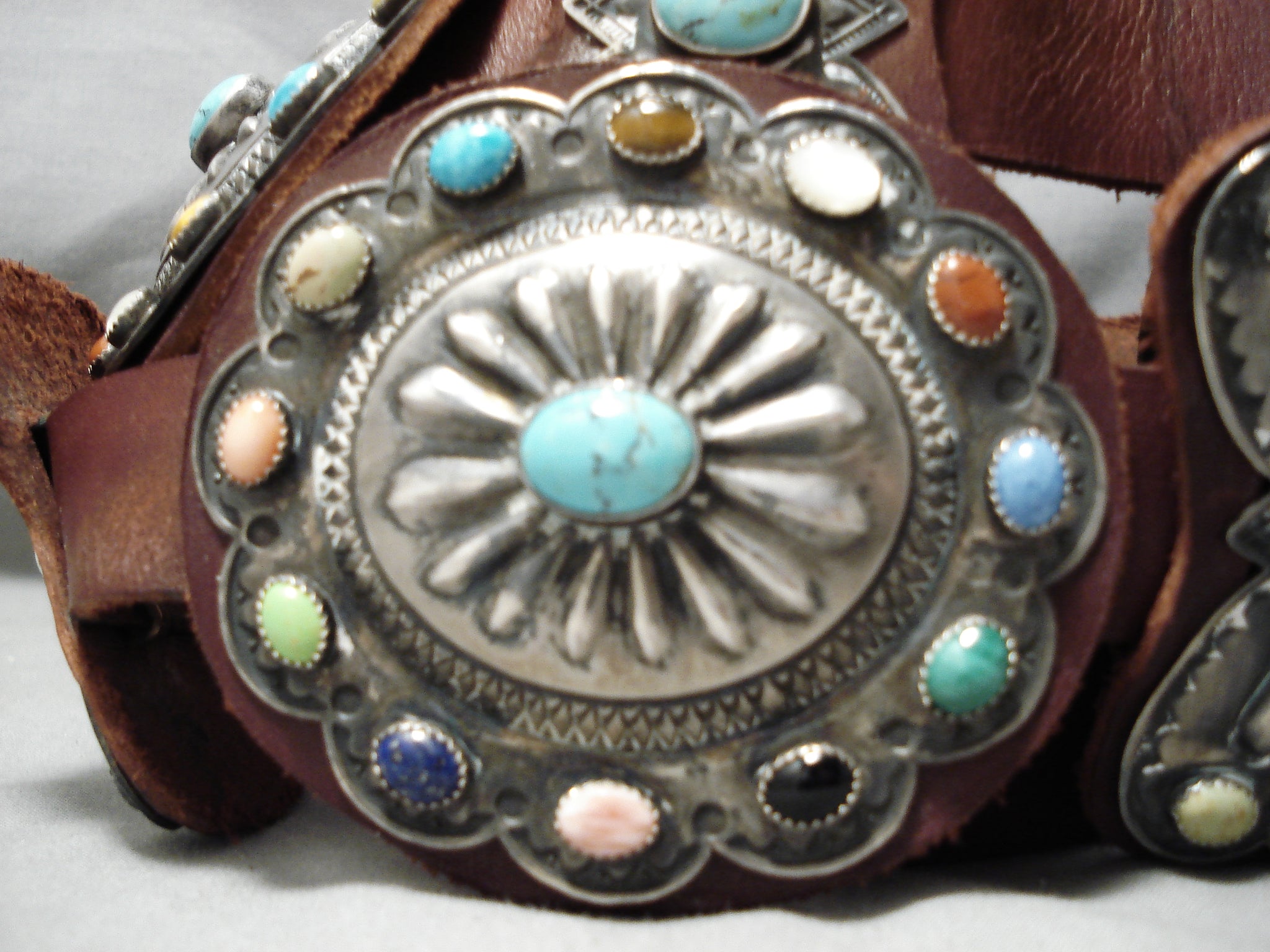 Sterling Silver and Turquoise Concho Belt by Kirk Smith