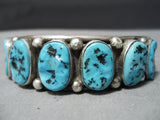Impressive Vintage Native American Navajo Sleeping Beauty Turquoise Sterling Silver Bracelet Old-Nativo Arts