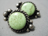 Amazing Vintage Navajo Gaspeite Sterling Silver Native American Earrings Old-Nativo Arts